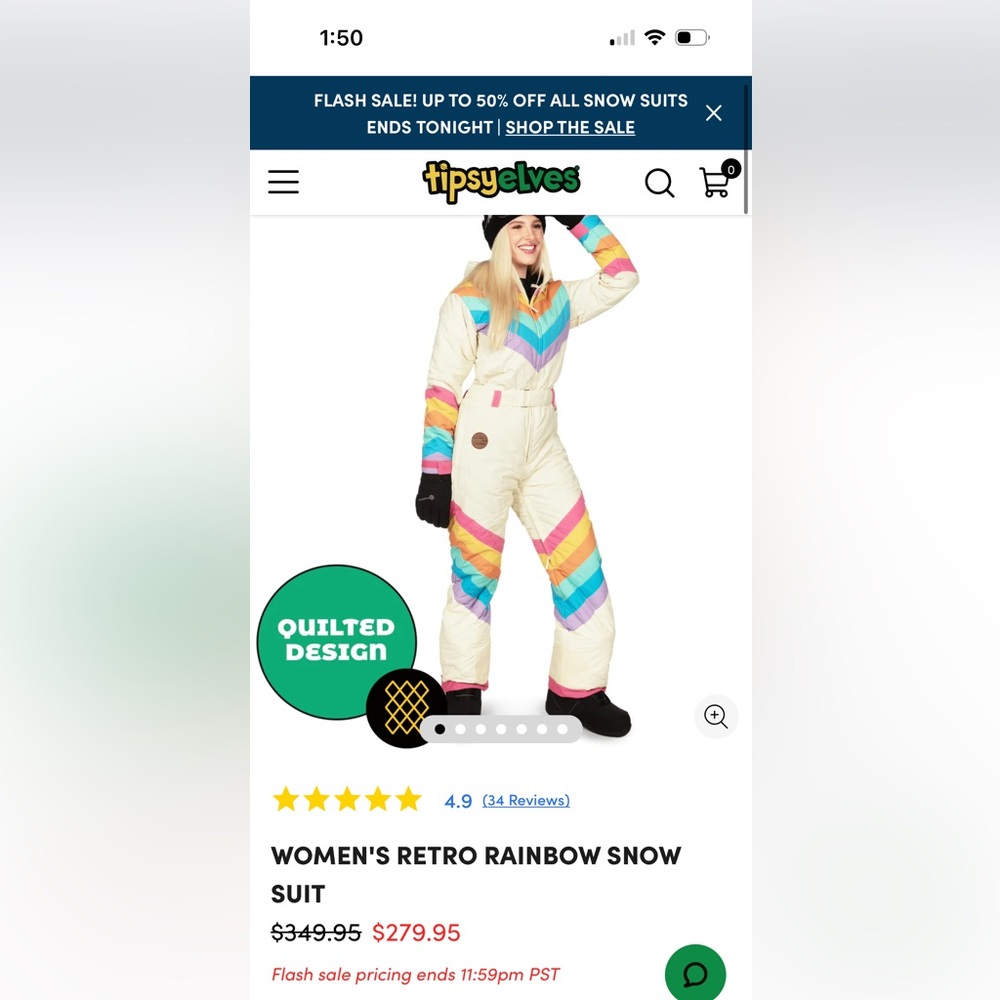 Tipsy Elves Ski Snow Suit tags still on size Medium